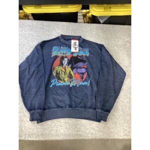 Billy Joel Piano Man Graphic Sweatshirt Powder Blue Burnout Wash XS New.